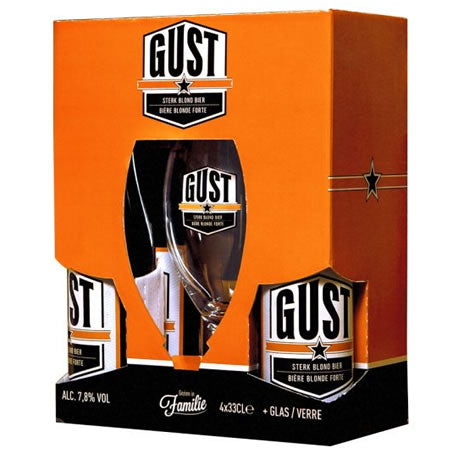 Gust Gift Box 4x330ml + 1xGlass